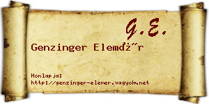 Genzinger Elemér névjegykártya